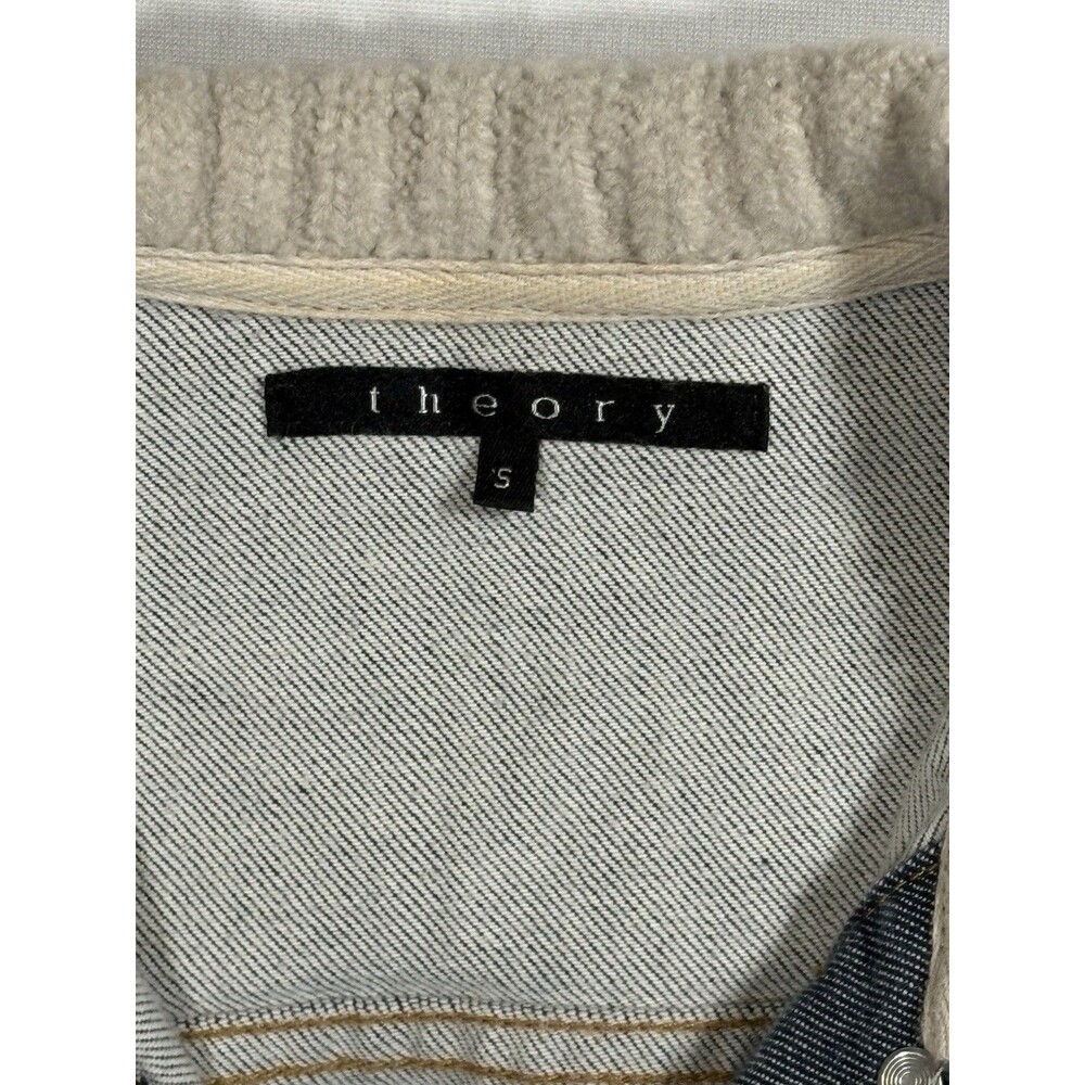 THEORY Denim Jacket Womens Small Long Sleeve Cotton Blend Made In The USA - Picture 3 of 5